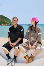 半開きデザインのワッフル素材短袖Tシャツ【極上の柔らかさ・ゆったりサイズ・カジュアル】（セットアップ対応）