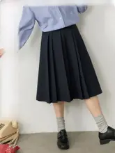 フレアデザインのミドル丈プリーツスカート【大きいサイズ・カジュアル・学院風】（セットアップ対応）