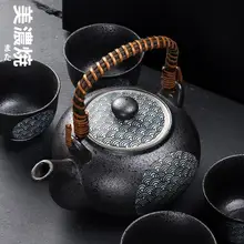 美濃焼 海波模様 ティーポットとカップ4個セット【天目釉・油滴工芸・ギフトボックス入り】（セットアップ対応）