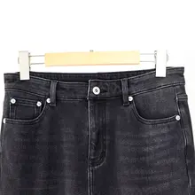 加绒デザイン 高腰ストレートデニムパンツ【レディース・冬用・9分丈・スリムフィット】