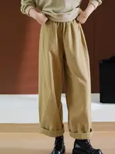 天竺コットン製 無地ウエストゴムゆったりワイドパンツ【グレー・スタイル】
