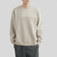 高級感あるワッフル地の丸首メンズスウェット【春季向け・ゆったりフィット・長袖】（セットアップ対応）