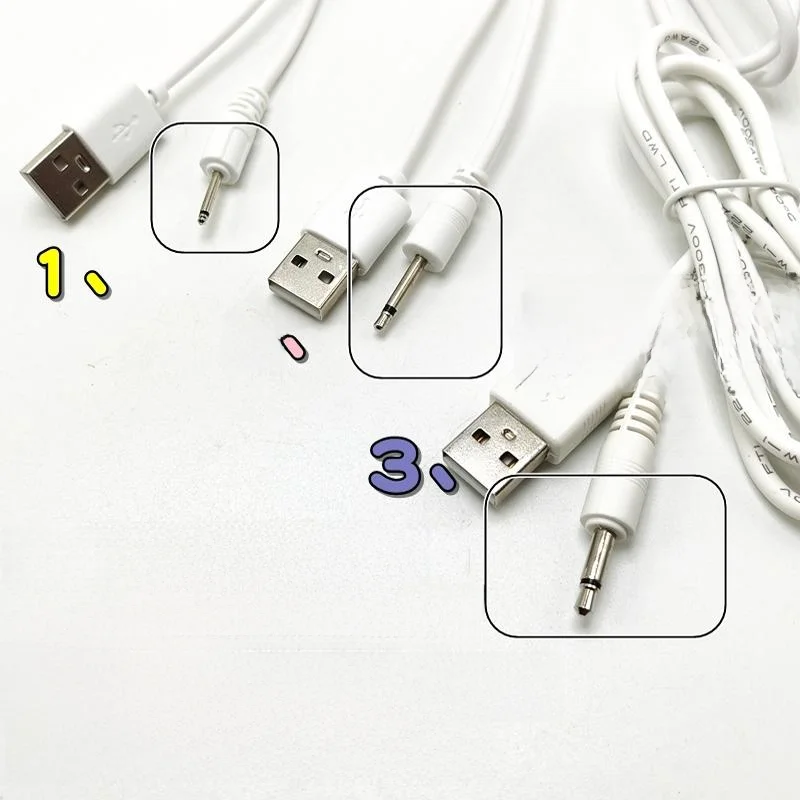 USB 3.5mm充電ケーブル【2節・2.5mm延長ヘッド・マッサージデバイス用】