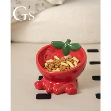 高脚デザインの猫用陶器ボウル【大口径・水と餌兼用・首に優しい】