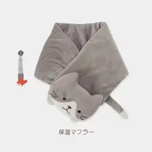 猫デザインの暖かいスカーフ【秋冬用・ふわふわ・ユニセックス】（セットアップ対応）