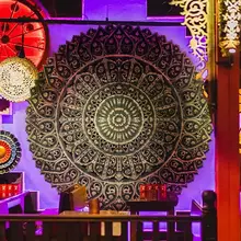 東南アジア製天然木の彫刻装飾パネル【バー・リビングルーム用・壁掛けタイプ】