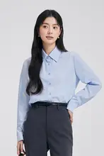洗練された印象のブルーシャツ【女性用・ビジネス・面接・通勤】