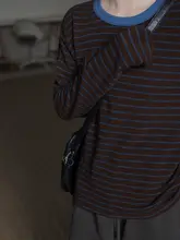 ストライプ配色のTシャツ【長袖・ゆったりなデザイン・春用】