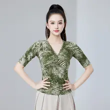ウィンドウペイントデザインのラテンダンス上衣【薄手・女性用・演技用】