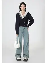 デザイン性に優れたVネックニットカーディガン【春秋用・ショート丈・女性用】