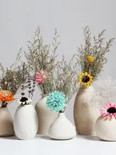 手作り粗陶風のヴィンテージ風干し花用花瓶【景徳鎮陶器・インテリア小物】