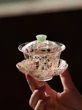 高級感あふれるガラス茶器【フラワーデザイン・女性向け・3点セット】（セットアップ対応）