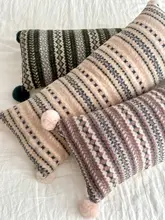 フェアアイルスタイルの秋冬用ソファロングクッション【毛足の長い柔らかさ・洗えるタイプ】