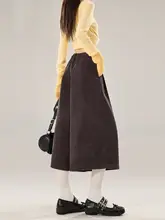 ヴィンテージコーヒーカラーのコーデュロイカジュアルパンツ【ゆったりした八分丈】（セットアップ対応）