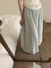 涼感通気性の麻混半身スカート【ウエストゴム・夏用・ロング丈】（セットアップ対応）
