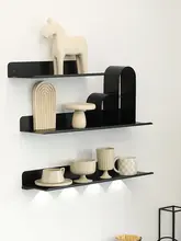 シェルフ 壁掛け収納 鉄製の層板 インテリアスタイル シンプルな黒白