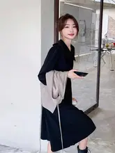 黒色ドールカラーのワンピースドレス【高級感あるマーメイドスカート・春秋用】（セットアップ対応）