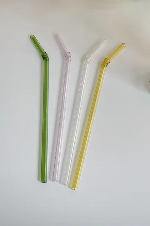 24cmの高硼硅酸ガラス製ジュース用ストロー【耐熱・環保・妊娠時に最適】