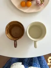 不規則な手捏ねのコーヒーカップ【ヴィンテージ風・粗陶製・家庭用・手作り】