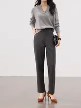 秋冬用 毛混素材のストレートパンツ【通勤スタイル・きちんと感】