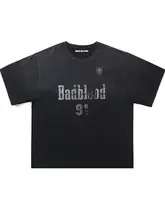 水洗い加工のレトロスタイルTシャツ【ショート丈・ダイダイ染・カジュアル】