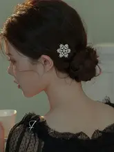 雪の結晶デザインのバレッタ【フランス風・サイドクリップ・後頭部用】