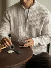 立体感のあるダブルジップニットカーディガン【秋用・カジュアル・メンズ】