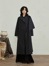 ミニマルデザインのロングトレンチコート【不規則な襟・薄手】