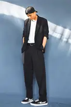 高身長向け美脚パンツ【黒・ドレープ感・カジュアル】