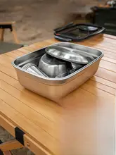 HIKEMAN アウトドアキャンプ食器セット【304ステンレス製・便利な皿・ボウル・箸・スプーン・カップ・全10点】
