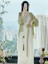 四つ葉クローバーの宋風漢服【百褶スカート・長袖・日常使い・国風・夏用】（セットアップ対応）