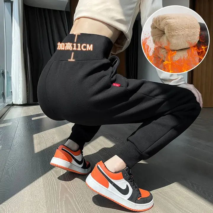 高ウエスト 加絨 羊羔绒スポーツパンツ【冬用・女性用】