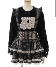 ツートンカラー ハイウエストフリルスカート【冬用・Aライン・可愛いデザイン】（セットアップ対応）