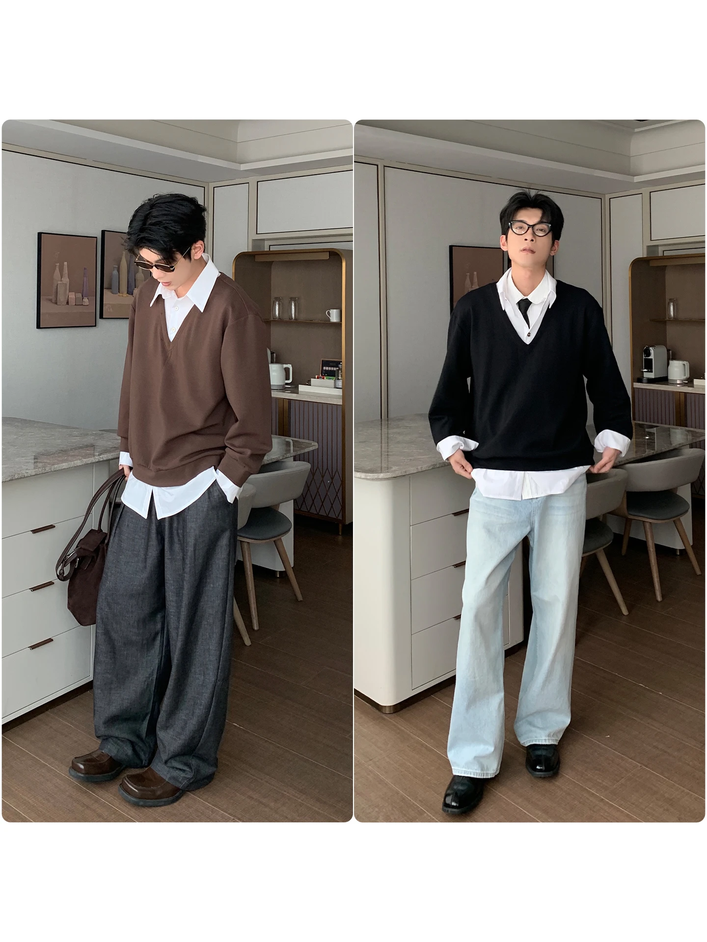 学院風デザインの半開襟シャツ：大学生・高校生向けのゆったりシルエットと肌理感を実現