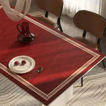 テーブルマット テーブルクロス レザー 耐熱 撥油 防汚 拭くだけお手入れ簡単 赤 お正月 迎春 上品