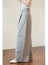 梨型体型を美しく見せるハイウエストコットンワイドパンツ【秋用・フィット】
