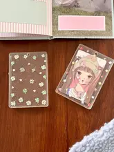 アクリル製 3インチフォトカード保護ケース【星型とクローバーデザイン・校内用・吊り下げ可能】