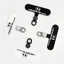 スマホストラップ スマホリング 回転する目 シンプル メタルチェーン クリップ式 貼り付け 落下防止 シルバー ホワイト
