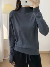 極上の柔らかさ！ハイネック細羊毛ニットトップス【春秋用・プレーン・女性用】