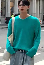 Vネックニット長袖Tシャツ【男性用・ゆったりフィット・防紫外線・通気性抜群】