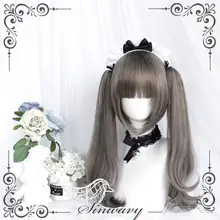 ゴシックスタイル グレーのロングツインテールウィッグ【ロリータ系・青木麻】