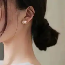 海の女神パール ヘプバーン風レトロイヤリング【極光デザイン・天然淡水パール・シンプルスタイル】
