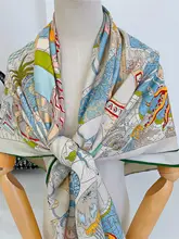 秋冬用 スカーフ【仮シルク・花模様・保温・手縫い  のロールエッジ】