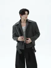 ヴィンテージ風のダブルボタンラペルウールコート【メンズ・ゆったりシルエット・ショート丈】