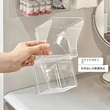 透明壁掛け化粧品収納ラック【デスクサイド用・リップスティック対応】