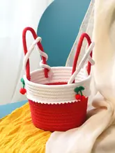 ハンドメイドカラーバケツバッグ【収納用・コットン糸製・ピクニック用】