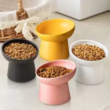 猫用陶器水飲みボウル【斜め口・白鹅绒保護・首に優しいデザイン】