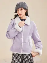 エレガントな雰囲気のフェイクレザー女性用ジャケット【保温効果・短丈・冬用】