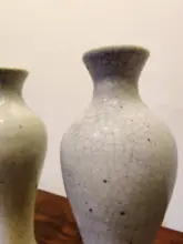 清朝末期の德化潮州窯花瓶【仿哥窯金絲鉄線文・観音浄瓶】