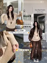 秋冬用美しいセーター【ニットトップス・ハイネック・裏起毛】
